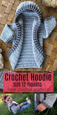 crochet hoodie size 12 months - free crochet pattern and instructions