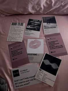 pink sheets with black and white pictures on them