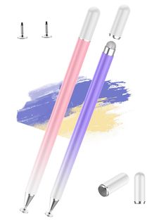 Stylus Pens for Touch Screens(2PCS), Luntak High Precision Magnetic Disc Universal Stylus Pen for iPad, 2 in 1 iPad Pencil Compatible with iPhone/iPad/Android and Most Touch Screen(Pink/Purple) Pen For Ipad, Ipad Pencil, Pen Tablet, Ipad 2, Stylus Pen, Stylus, Touch Screen, Pink Purple