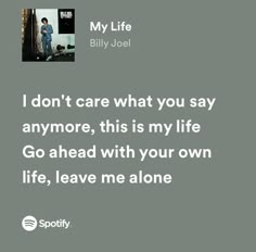 an ad for billy jol's album, i don't care what you say anymore