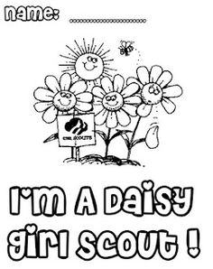 i'm a daisy girl scout coloring page with sunflowers in the background