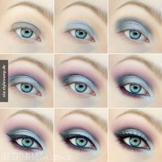 Blue is In! Brown Eye Makeup Tutorial, Wedding Makeup Blue, Pale Skin Hair Color, Pale Skin Makeup, Pale Makeup, Silver Makeup, Awesome Makeup, Makeup Pictorial, Makeup Steps