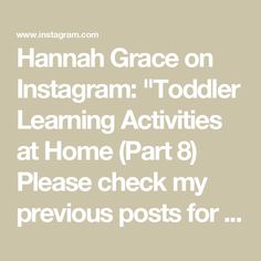 the words hannah grace on instagramm todd learning activities at home part 8 please check my previous posts for