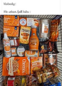 a shopping cart filled with lots of food