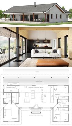 the floor plan for this modern house is very large and has lots of space to put in