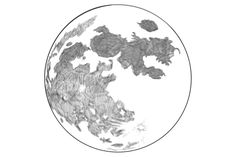 a drawing of the earth in black and white