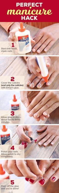 Give yourself a perfect at home manicure with this easy hack. Apply Elmer’s glue to your cuticles and start polishing. Take a look for step-by-step instructions and more tips. Manicure Hacks, Do It Yourself Nails, At Home Manicure, Home Manicure, Perfect Manicure, Manicure Tips, Clean Nails, Manicure At Home