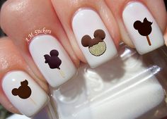 Mickey Ice Cream Bar nail decals, very pretty, bright stickers with unique designs. ---------------------------------------------------------------------------------------------- ♡ Buy any 3 sets of nail art from my listings at the same time ♡ ♡ & I will add a set of my choice free♡ ♡ That's 4 sets for the price of 3 ♡ ---------------------------------------------------------------------------------------------- My nail decals very easy to apply, because these stickers thin and flexible. Mic Disney Nail Decals, Cream Nail Art, Mickey Ice Cream, Disney Nail Art, Ice Cream Nails, Disney Nail Designs, Stickers Disney, Cream Nail, Mickey Nails