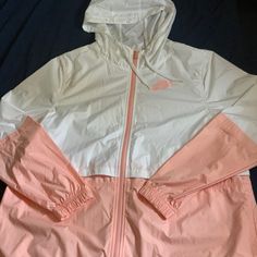 Never Worn Nike Windbreaker Size- M Cute Color Nike Pink Windbreaker For Winter, Pink Nike Windbreaker, Pink Windproof Winter Windbreaker, Pink Sports Windbreaker, Nike Pink Long Sleeve Windbreaker, Nike Windbreaker, Pink White, Jackets For Women, Jackets & Coats