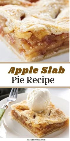 an apple slab pie is on a white plate