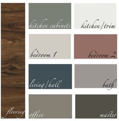 the names and colors of kitchen cabinets in different styles, from dark to light brown