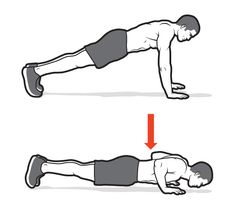 a man doing push ups on his stomach with the help of an exercise chart below