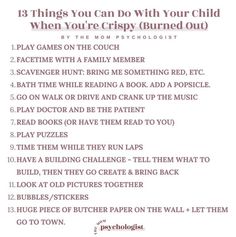 a list with the words 13 things you can do with your child