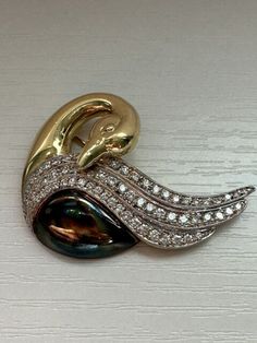 Estate 18k Yellow Gold Swan Brooch, One Of A Kind | eBay Fine Jewelry Diamond Gemstone Brooches, Luxury Yellow Gold Pendant Brooch, Luxury Oval Cabochon Brooches, Designer Pendant Jewelry For Formal Occasions, Collectible Gold Brooches With Gemstones, Classic Diamond Brooch With Gemstones, Classic Diamond Gemstone Brooches, Luxury Diamond Brooch Jewelry, Luxury Diamond Brooch