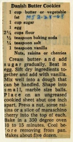 an old recipe for danish butter cookies