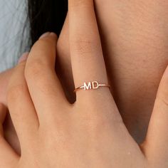 Personalized Initial Ring, Duo Letter Ring, Personalized Initial Jewelry, Couple Rings, Wedding Memorial Gift, Gift for Wife, Gift for Her ✧Material: 925 Sterling Silver, Gold Vermeil, Rose Gold Vermeil ✧Dimension: 4mm letter height 💞This double initial ring is a jewelry design full of love and personalization, created to express your deep affection for your lover or wife. The exquisite design incorporates two initials, symbolizing the profound connection and unique bond between you. 💞The desi Personalized Dainty Diamond Ring For Wedding, Minimalist Stackable Wedding Rings With Initials, Elegant Stackable Wedding Rings With Initials, White Wedding Rings With Initials, Initial Ring For Wedding, Rose Gold Initial Ring With Simple Design For Anniversary, Wedding Initial Ring, Wedding Initial Ring With Round Band, Initials Rings For Wedding And Mother's Day