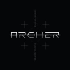 the word archer written in silver on a black background