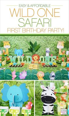 an animal themed birthday party with safari animals