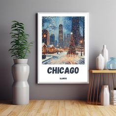 Chicago Winter Scene Poster, Cozy Home Decor, Seasonal Wall Art, Christmas Decoration, Chicago Christmas Art Print, Christmas Wall Decor - Etsy Scene Poster, Christmas Art Print, Work Space Decor, Cozy Home Decor, Housewarming Party, Christmas Wall Decor, Winter Scene