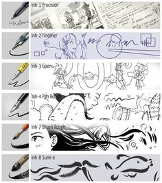 several different types of drawing tools and their names are shown in the above pics