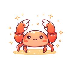 Cute Kawaii Red Crab Sticker