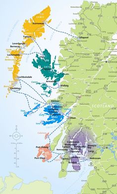 a map showing the locations of scotland and other countries with their major cities on it