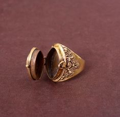 Natural Garnet poison ring . Gold Garnet hidden box ring  | eBay Vintage Locket Ring, Vintage Aesthetic Accessories, Medieval Trinkets, Vintage Poison Ring, Gold Trinkets, Bete De L’elden Elden Ring, Signet Rings Women Vintage, Poison Rings Vintage, Poison Ring Secret Compartment