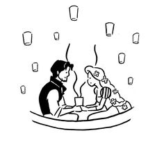 a man and woman are sitting in a boat with cups on the table, one is drinking coffee