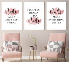 Nail Studio Decor, Pink Nail Salon, Esthetician Room Decor, Esthetics Room, Spa Room Decor, Salon Wall Art, Esthetician Room, Nail Salon Decor, Hair Salon Decor