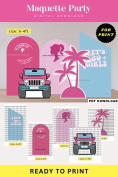 #barbie #print #barbieworld #birtday #barbietheme #jeep #backdrop Pool Party Backdrop, Neon Pool Parties, Tent Logo, Barbie Pool, Party Rental Ideas, Barbie Pool Party, Barbie Print