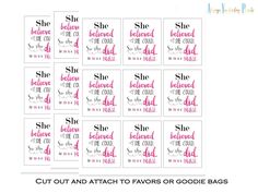 the printable stickers are shown for each individual to use on their own bags