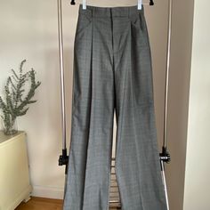 Women Checkered Pants With Pockets Zara Wide Leg Dress Pants For Work, Zara Trousers With Welt Pockets, Zara Wide Leg Pants For Office, Tailored Trousers From Zara, Zara Wide Leg Office Pants, Zara Business Casual Wide Leg Pants, Zara Wide Leg Workwear Bottoms, Zara Wide Leg Bottoms For Workwear, Zara Tailored Straight Leg Pants