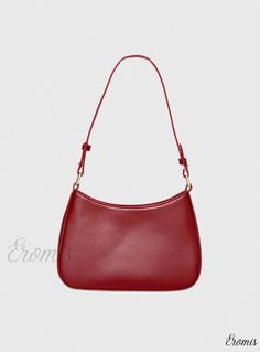 Eromis - Red Shoulder Bag by Vespera Red Baguette Bag With Large Capacity, Red Travel Baguette Bag With Large Capacity, Red Baguette Bag With Large Capacity For Travel, Red Large Capacity Baguette Shoulder Bag, Red Baguette Bag With Large Capacity For Daily Use, Large Capacity Red Baguette Shoulder Bag, Large Capacity Red Baguette Bag For Travel, Chic Red Handheld Baguette Bag, Trendy Red Baguette Bag