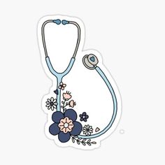 a stethoscope and flowers sticker