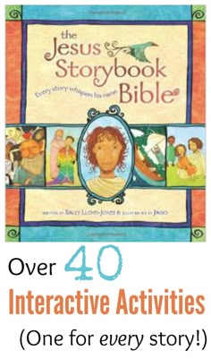 the jesus's storybook bible is shown with an image of children and adults