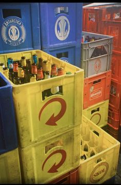 there are many different types of beer in the bins