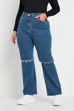 Ripped Wide Leg Jeans, Plus Size Ripped Jeans, Ripped Mom Jeans, Shop Jeans, Party Dress Sale, Plus Size Denim, Denim Collection, Denim Jackets, Jacket Sale