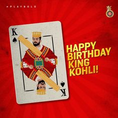 a playing card with the king of spades on it and happy birthday kohli