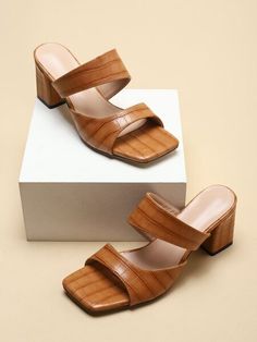 Fancy Sandals, Mules Women, Shoe Makeover, Chunky Heel Sandals, Heeled Mule, Fashion Shoes Sandals, Womens Sandals Wedges