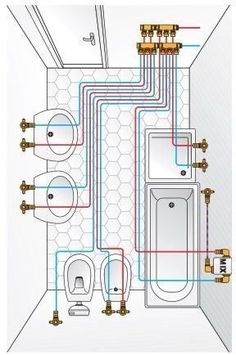 an electrical wiring diagram for a bathroom with toilet, bidet and water heater