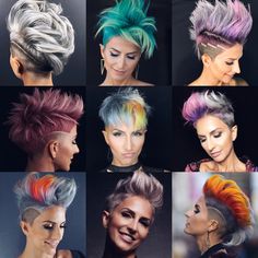 Cute Short Haircuts, Awesome Hair, Faux Hawk, Short Hair Color, Hair Design, Cut Hair, Colored Hair, Short Hair Haircuts