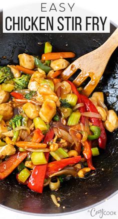 chicken stir fry in a black pot Chicken Breast Stir Fry Recipes, Chicken Stir Fry Recipes, Chicken Stir Fry With Vegetables, Turkey Stir Fry Recipes, Thai Chicken Stir Fry, General Tao Chicken, Chicken Vegetable Stir Fry, Asian Cusine, Healthy Chicken Stir Fry