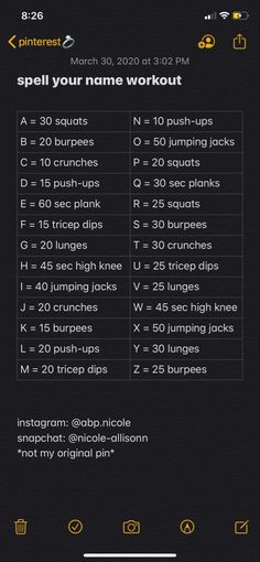 an iphone screen showing the workout schedule