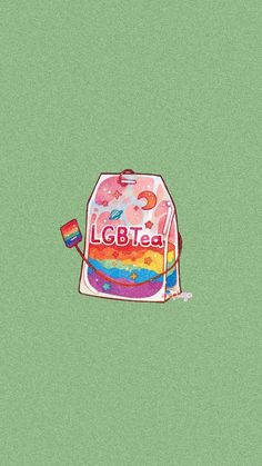 an illustration of a bag with the word ice tea on it and a rainbow flag sticking out of it