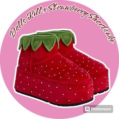 Dolls Kill X Strawberry Shortcake Fresh Patch Platforms Booties Size 8 ***Sold Out***Out Of Stock***Retired Style ***Please See All The Pictures. This Is The Exact Item You Will Receive.*** New Without A Box 2003 Strawberry Shortcake, Cutecore Room, Red Mood, Dream Wishlist, Dolls Kill Shoes, Fashion Sketch, Weird Fashion, Cute Strawberry, Feminine Tattoos