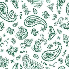 a green and white paisley pattern on a white background