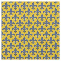 a blue and yellow fleur de lis pattern