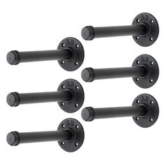 six black metal door handles with round knobs