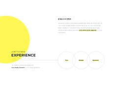 an image of a yellow and white brochure with the words experience written on it