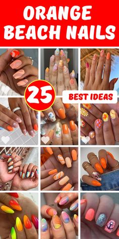 Transform your nails into a seaside masterpiece with our selection of 25 gorgeous orange beach nail designs. Embrace the summer spirit with vibrant hues of blue and teal, or opt for a softer touch with pink accents. Whether you prefer short and simple nails or intricate works of art, you`ll find plenty of inspiration in this collection. These orange beach nail designs are perfect for adding a touch of sunshine to your summer style, so get ready to make a splash at the beach with your stunning na Orange Beach Nails, Bright Beach Nails, Blue And Orange Nails Designs, Short And Simple Nails, Ideas For The Beach, Summer Manicures, Beach Themed Nails, Sun Nails, Beach Nail Designs